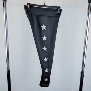 Medium Compression Black Crop Leggings Star Detail